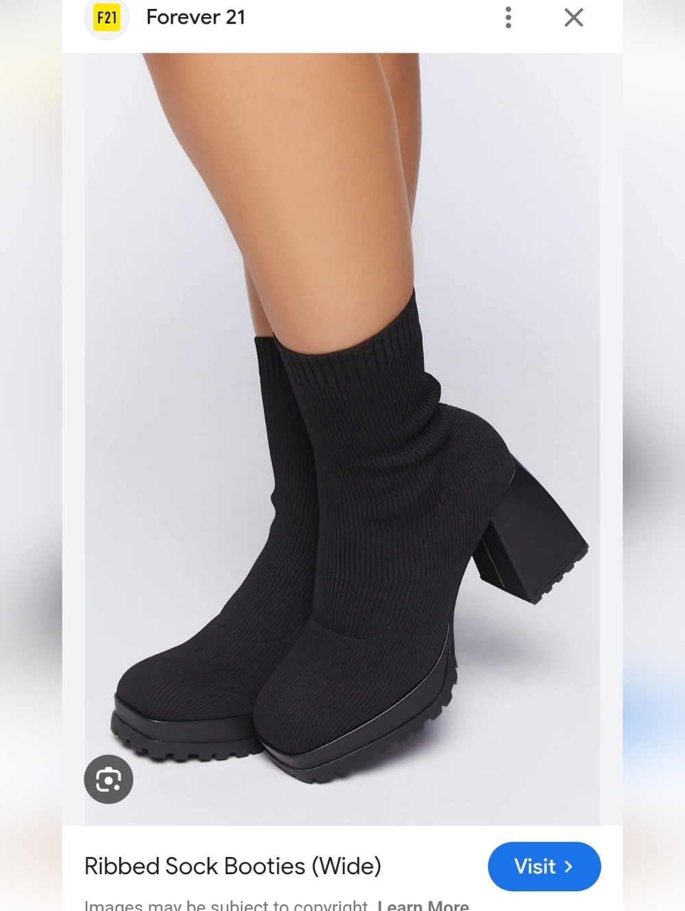NWT.Forever 21 Black Ribbed Sock Platform Booties